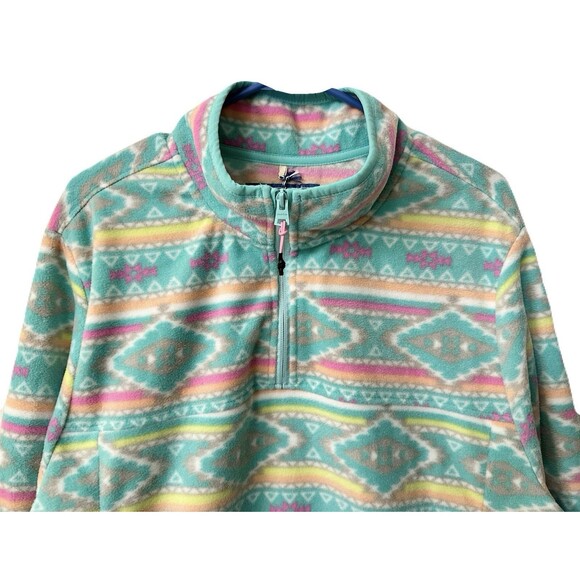 NEW Chubbies Mens Large The Flame Commander Teal Geometric Quarter Zip Fleece - Picture 4 of 8